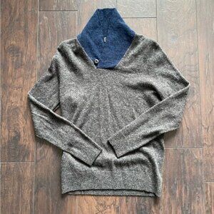 Express Navy Blue Grey Gray Merino Wool Shawl Sweater Cowl Neck Size Small